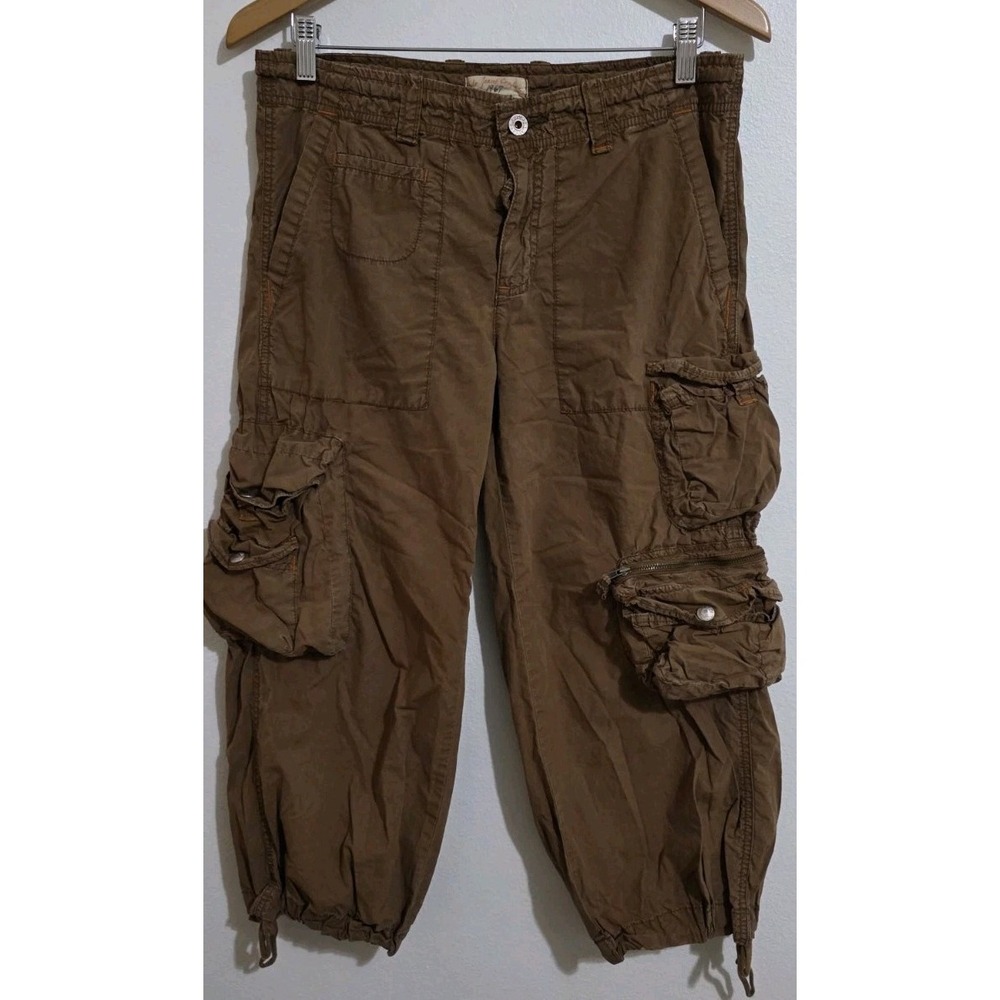 VINTAGE Polo Jean Co Ralph Lauren Cargo Pockets Paratrooper Brown Sz S Woman Y2K